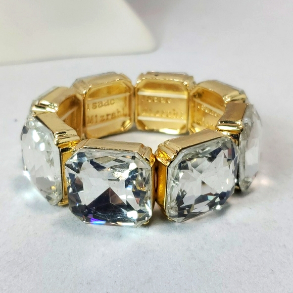 Isaac Mizrahi gold rhinestone stretch bracelet - Picture 3 of 4